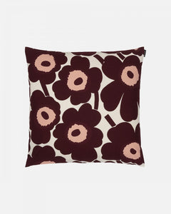 Pieni Unikko Cushion Cover 50x50cm |  Burgundy, Cotton, Pink