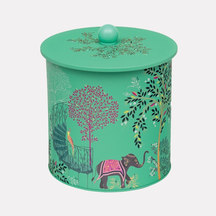 Sara Miller Elephant Oasis Biscuit Barrel Tin | 17.3x17x17 cm