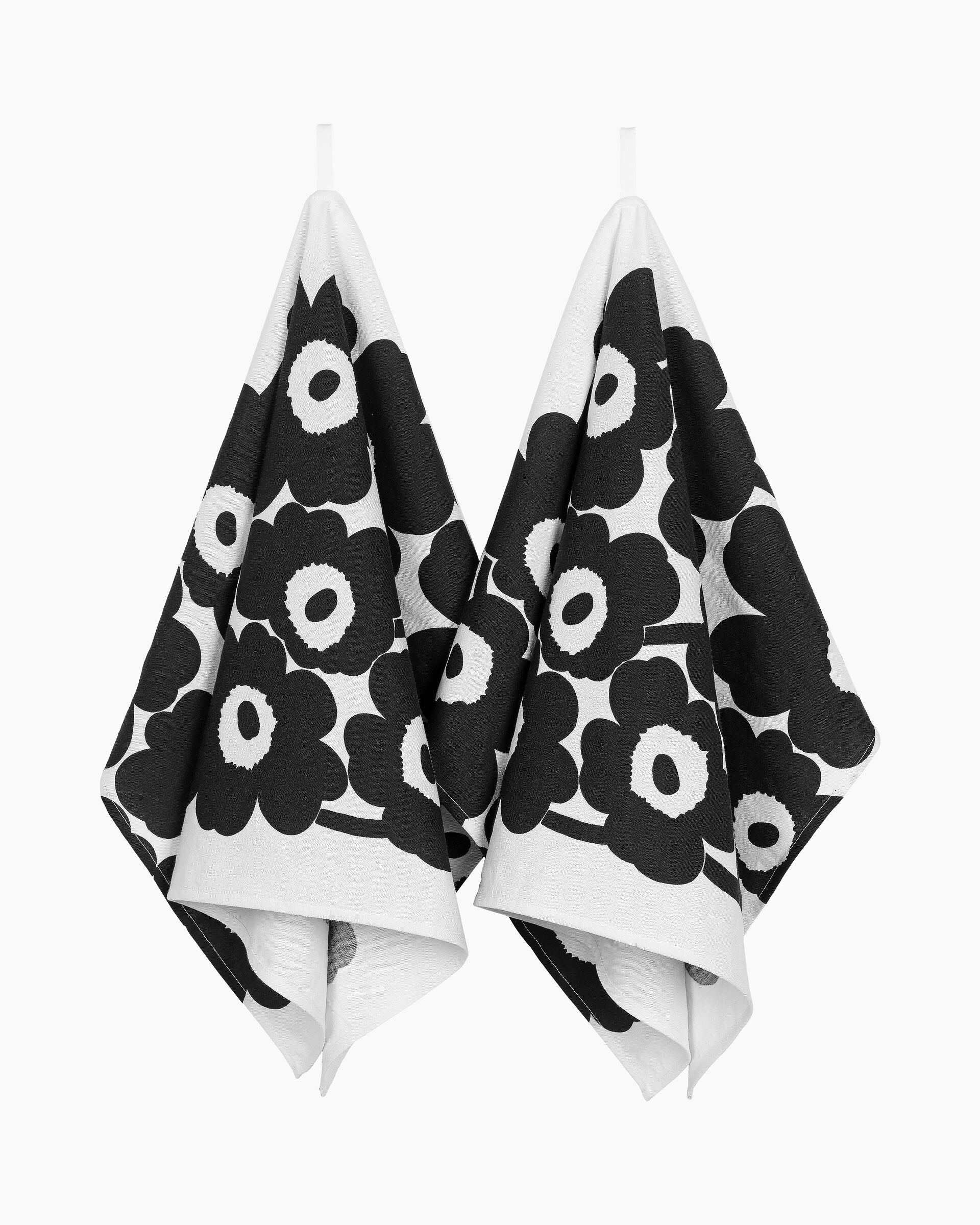 Unikko Tea Towel Set of 2 | White, Black | 47x70cm