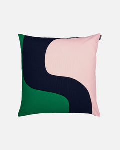Seireeni Cushion Cover | 50 x 50cm | Dark Blue, Peach and Green