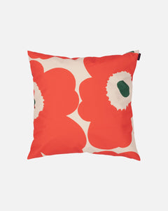 Unikko Cushion Cover 50x50cm | Cotton, Orange, Green