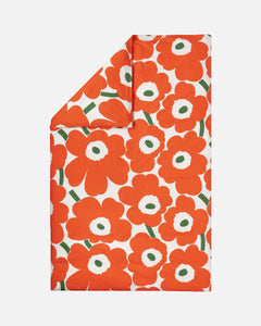 Unikko Duvet Cover | 150x210cm | Off-White, Orange, Green