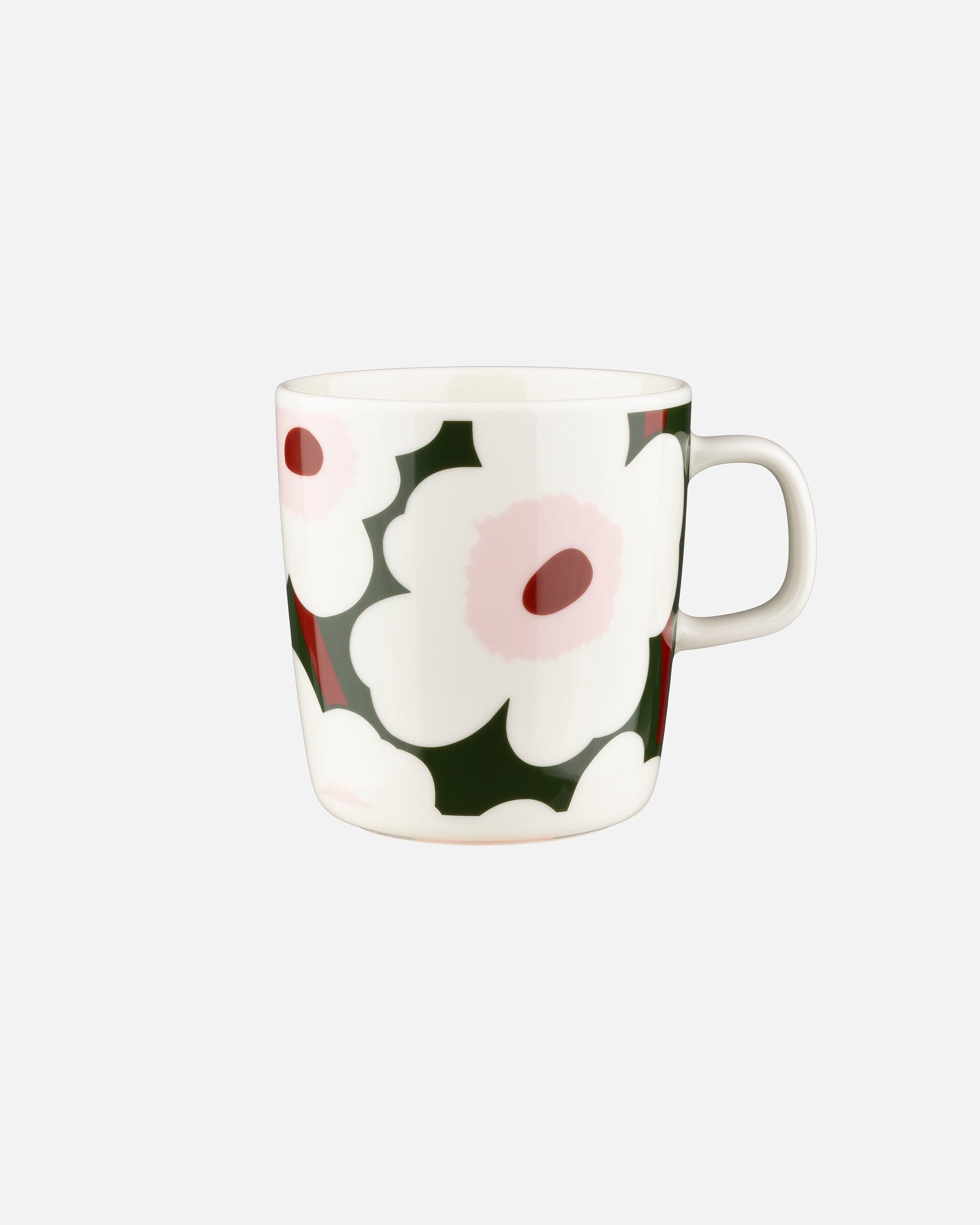 Oiva / Unikko Mug | White, Pink, Dark Green | 400ml