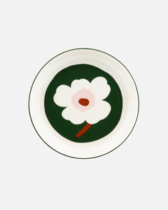 Oiva / Unikko Plate | White, Pink, Dark Green | 20cm