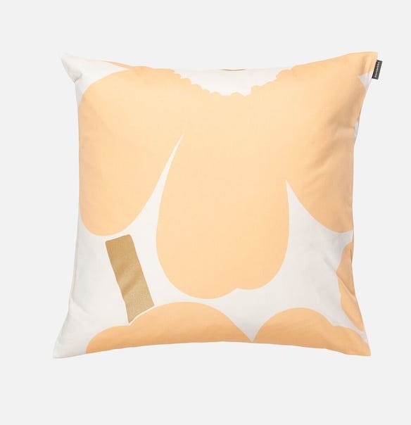 Unikko Cushion Cover | Apricot, White, Gold | 50x50cm