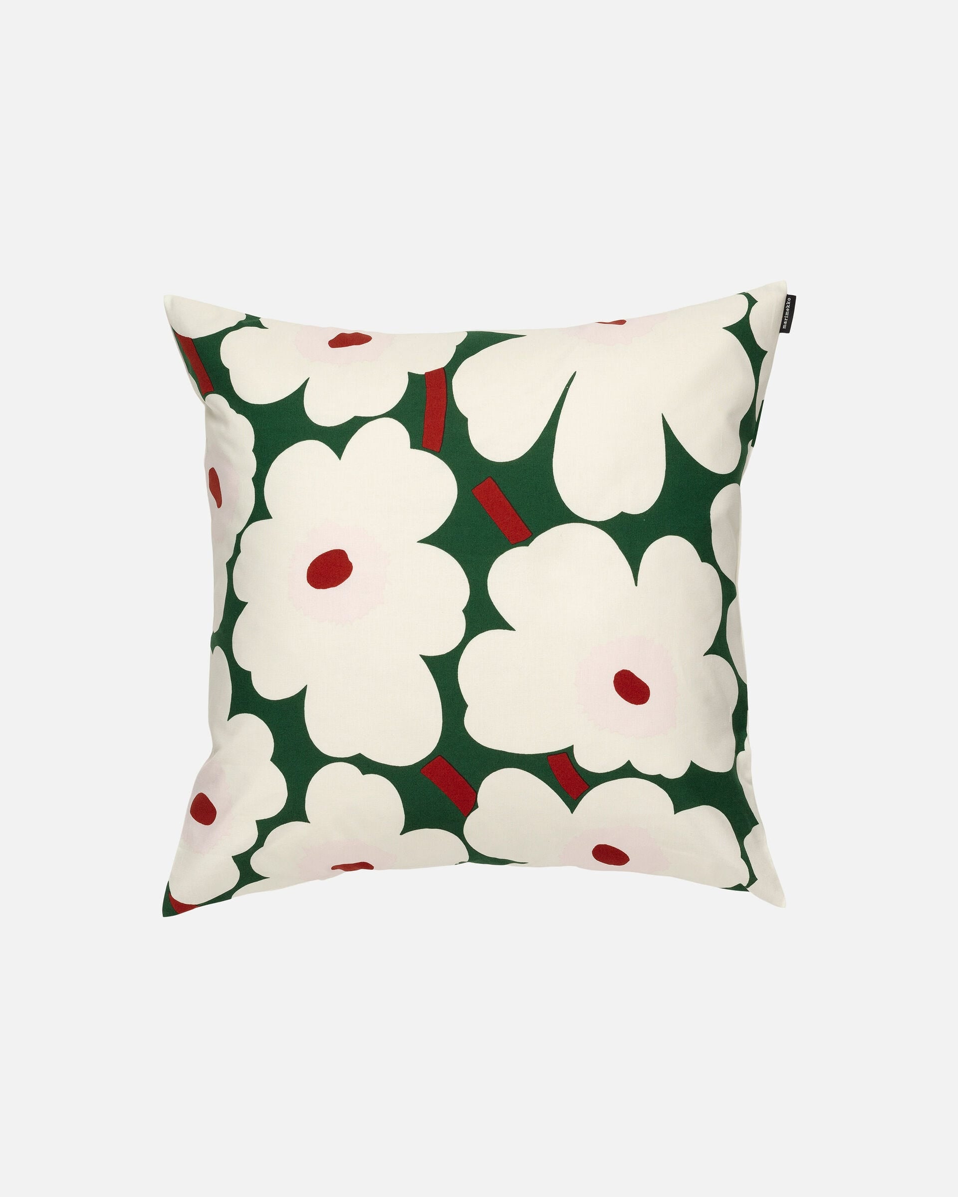 Unikko Cushion Cover | White, Pink, Dark Green | 50x50cm