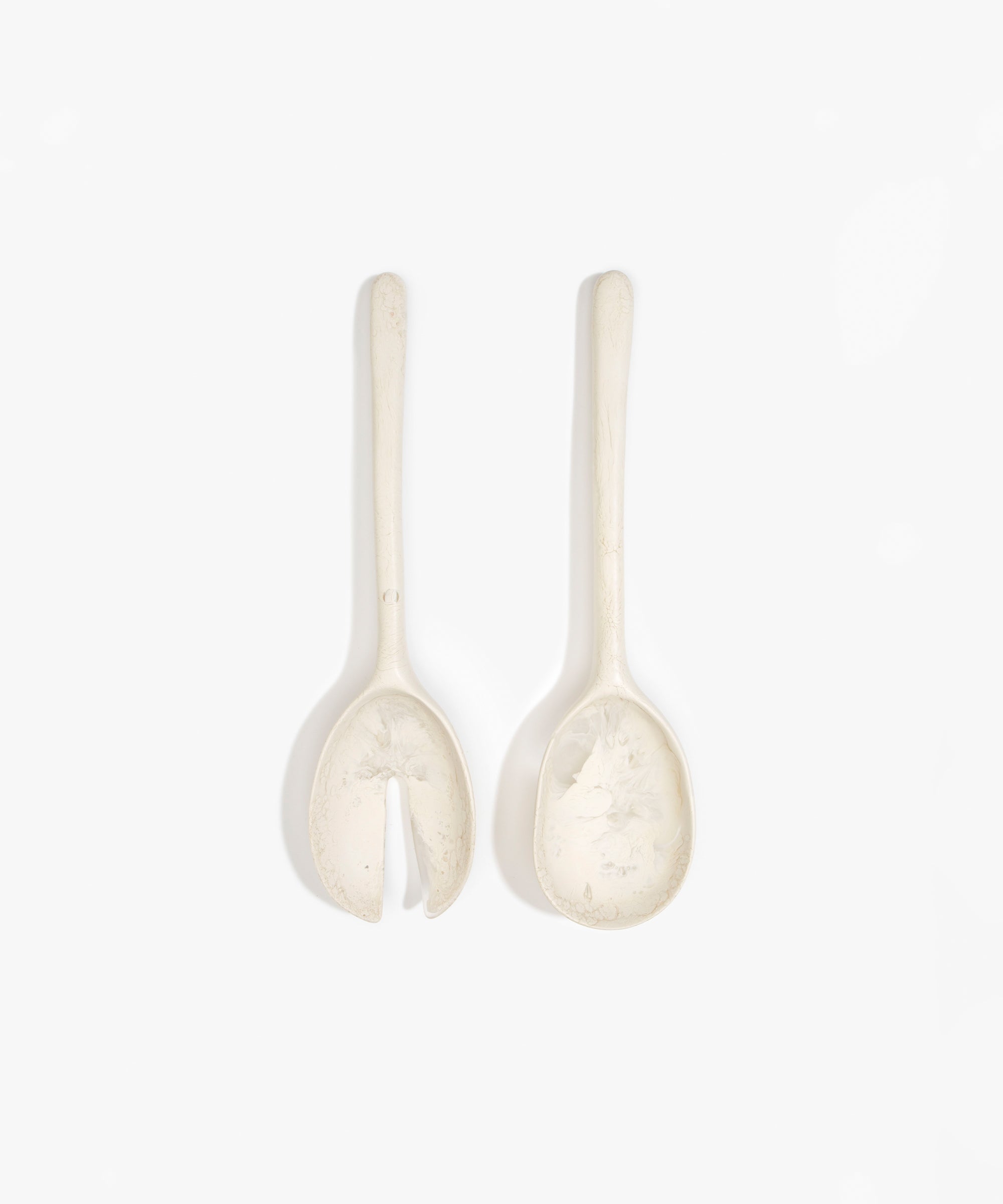 Resin Long Stone Salad Servers | Chalk Swirl