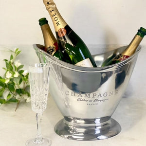 Aluminium Oval Scoop Front Champagne Bucket | 35cm