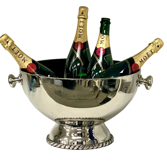 Rope Edge Champagne Bucket with Nickel Knobs | 37x23cm