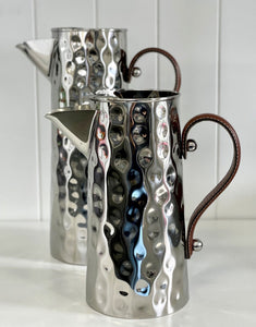 Bolt Hammered Stainless Steel Jug with Leather Handle | 2.5L