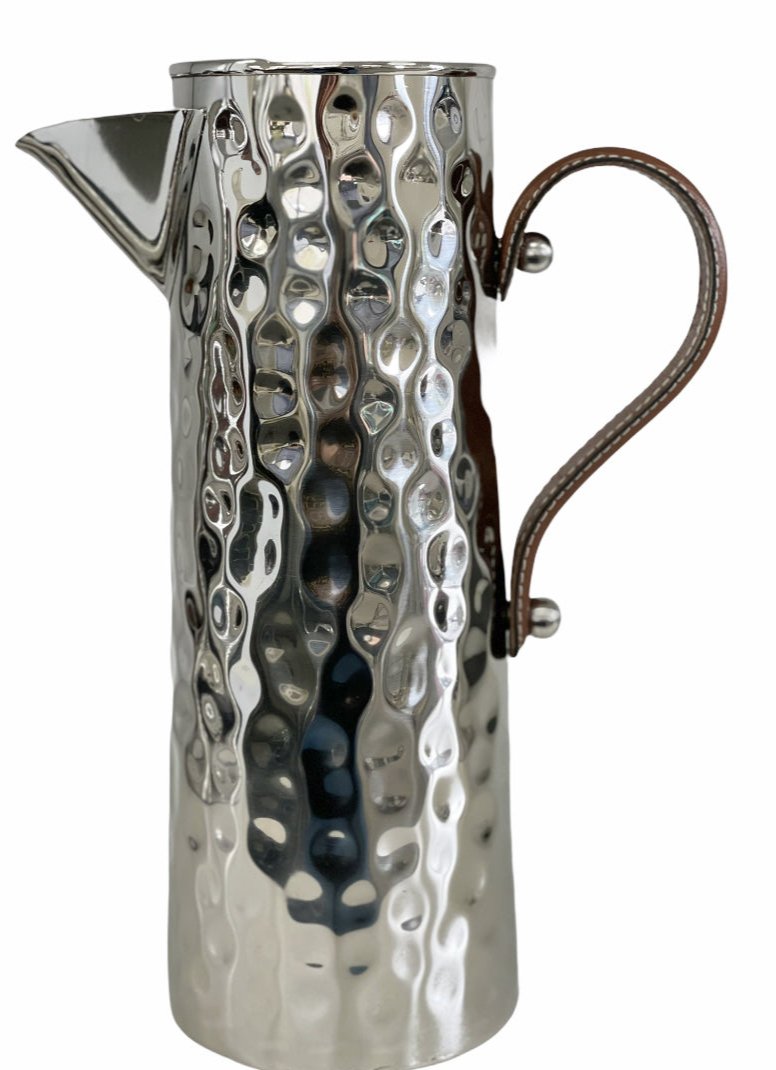 Bolt Hammered Stainless Steel Jug with Leather Handle | 2.5L