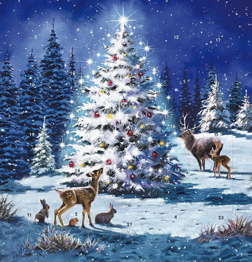 Snowy Christmas Tree Advent Calendar Card | 15.8x15.8cm