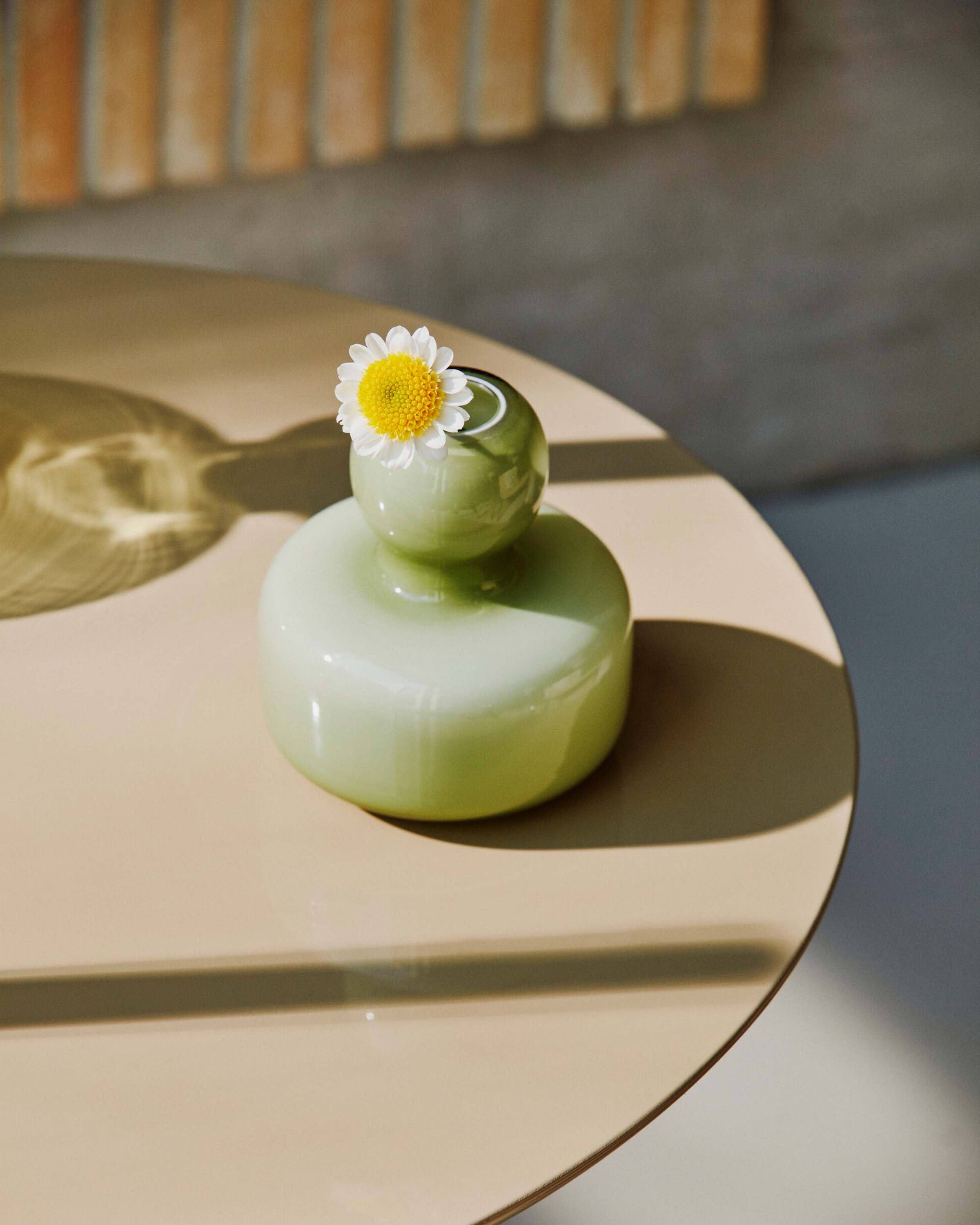 Glass Flower Vase | Olive Opal | 10.4x10cm