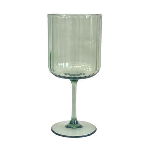 Ribbed Acrylic Wine Glass | Green