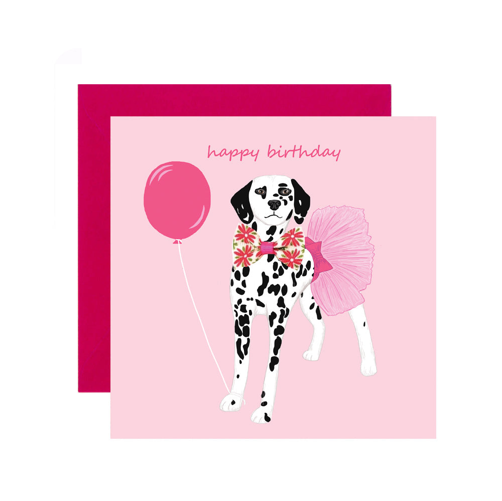 Dalmatian In Tutu Birthday Card | 14.5x14.5cm