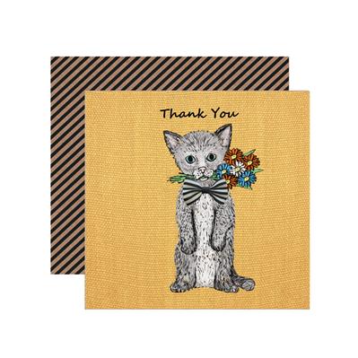 Cat With Bow Thank You Card | 14.5x14.5cm