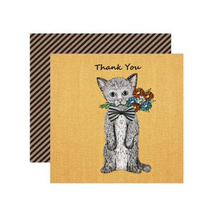 Cat With Bow Thank You Card | 14.5x14.5cm