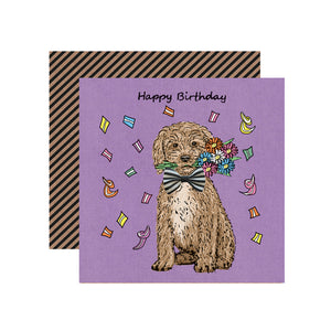 Dog With Bow Birthday Card | 14.5x14.5cm