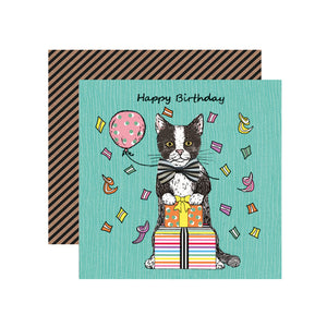 Cat With Bow Birthday Card | 14.5x14.5cm