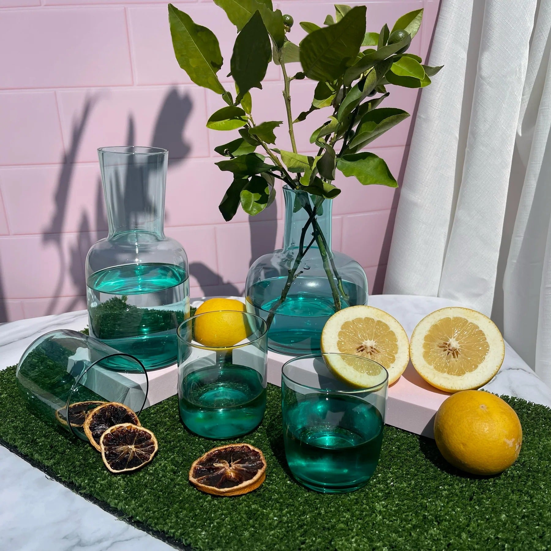 Water Carafe Set Bulb | Aqua | 920ml