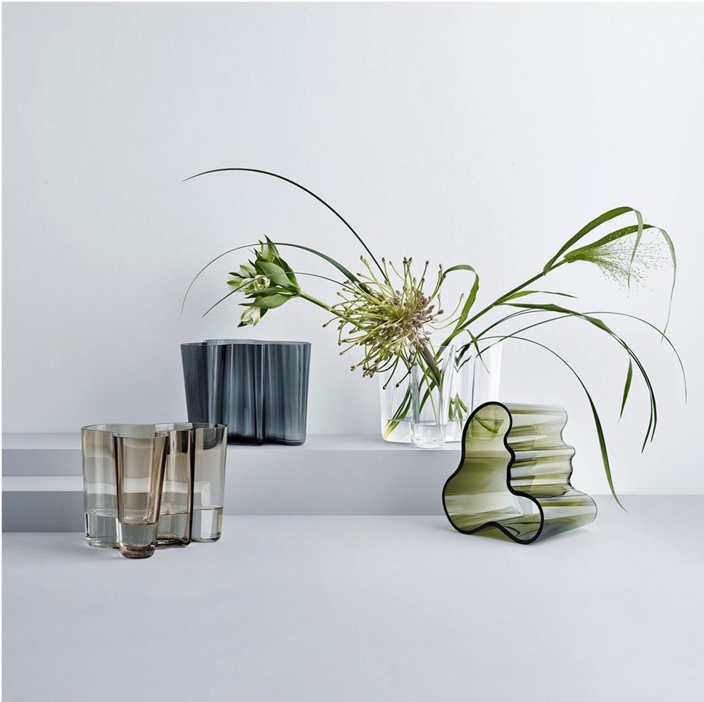 Alvar Aalto Hand Blown Glass Vase | Moss Green | 16cm