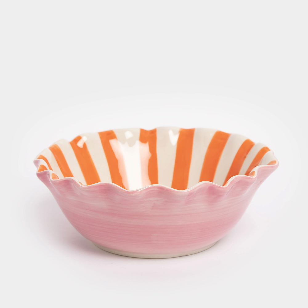 Pink Scallop Edge Hearts Cereal Bowl