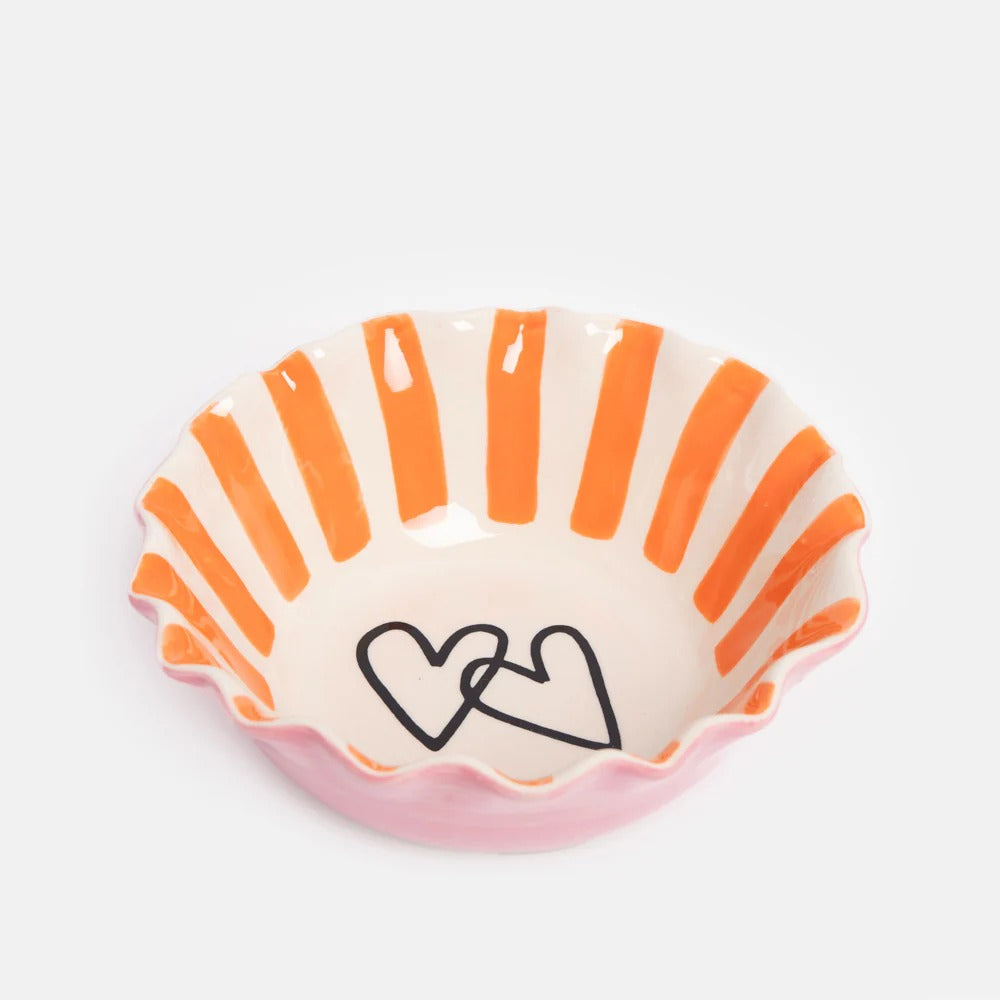 Pink Scallop Edge Hearts Cereal Bowl