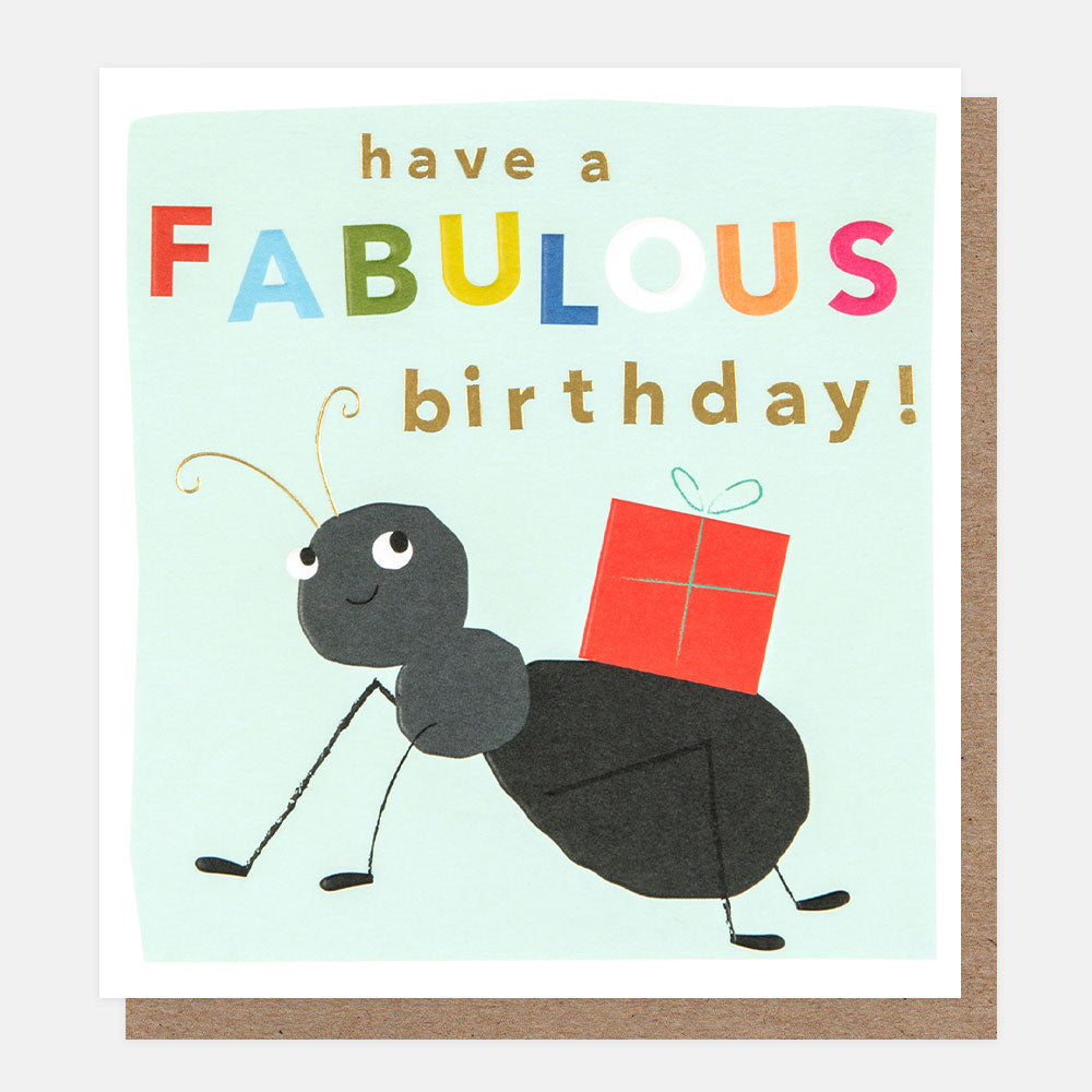 Ant with Present Birthday Card | 12.5x13.5cm