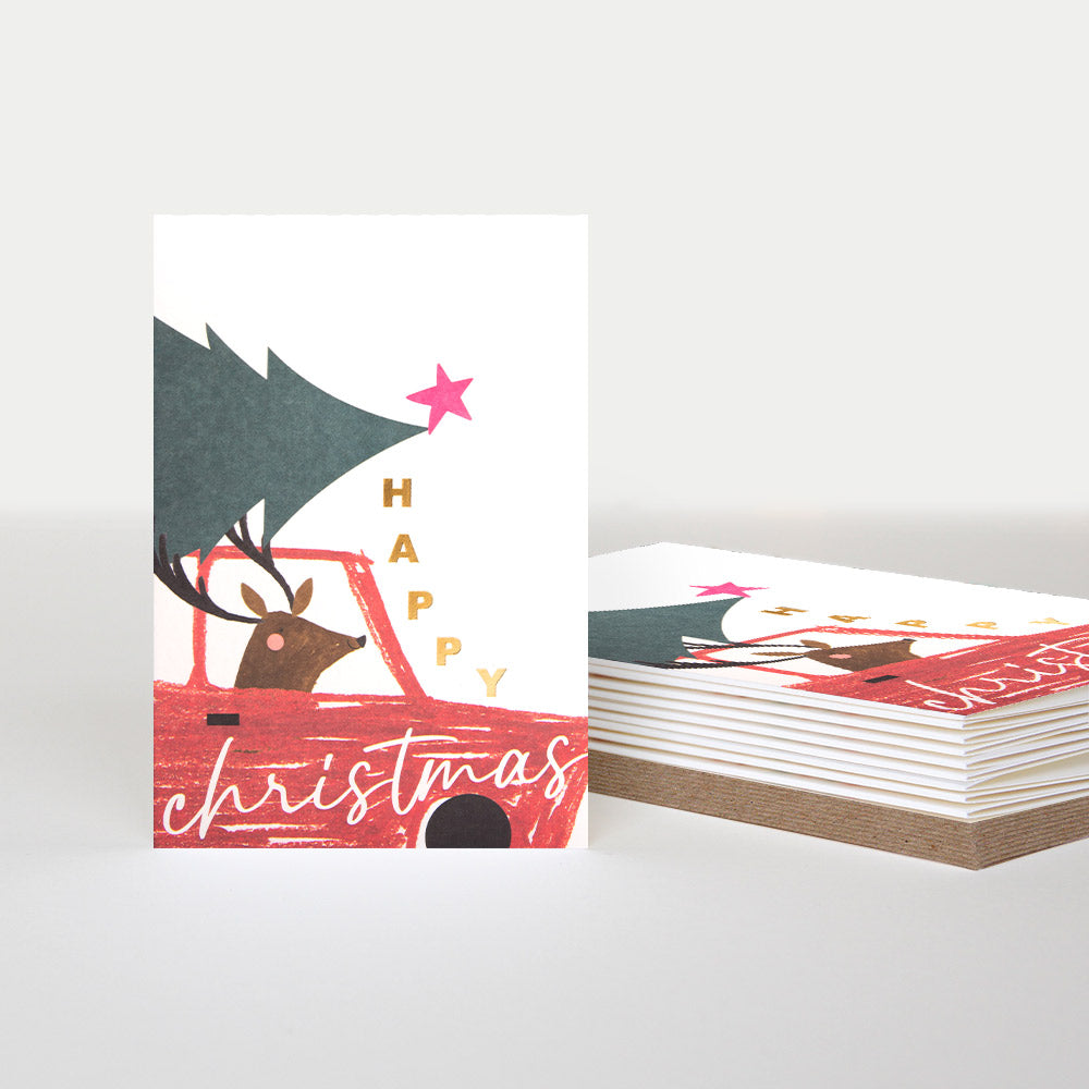 Happy Christmas Reindeer Card Pack | 10pk