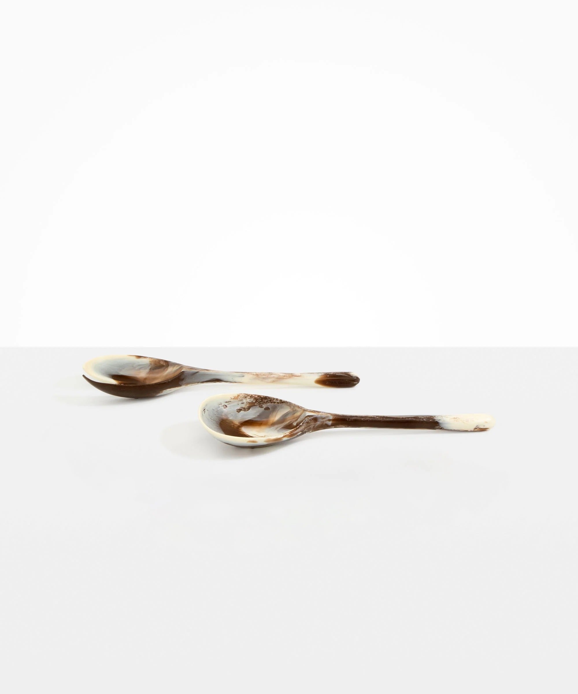 Resin Long Stone Salad Servers | Cappuccino