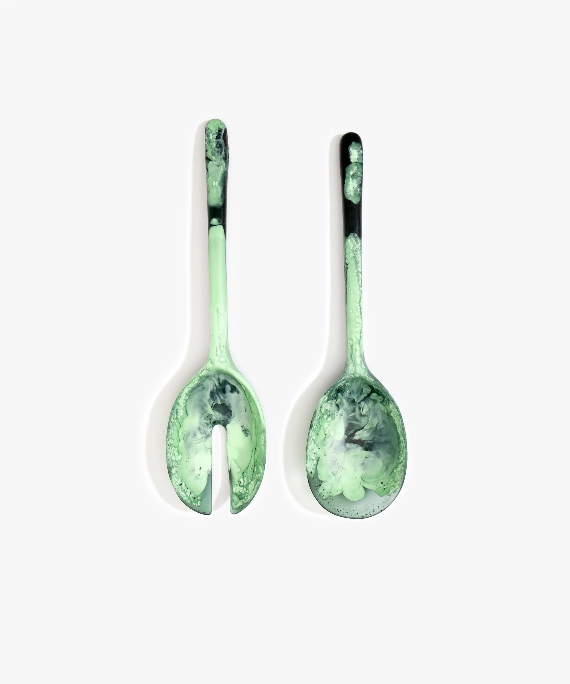Long Resin Stone Salad Servers | Moss