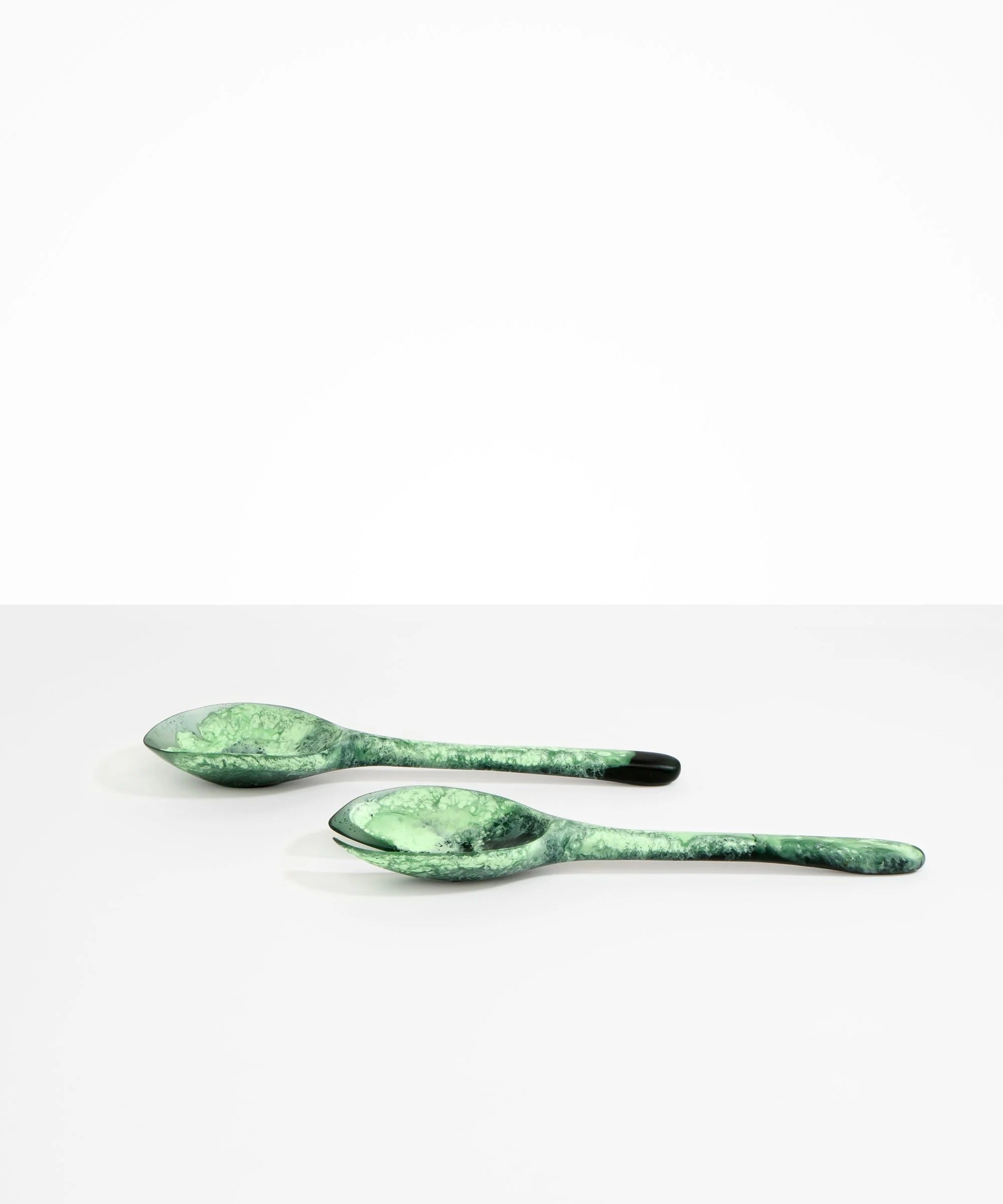 Long Resin Stone Salad Servers | Moss