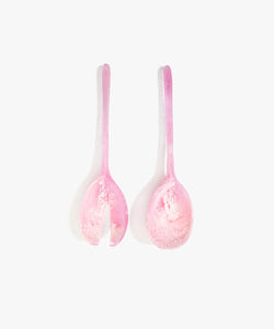 Resin Long Stone Salad Servers | Shell Pink