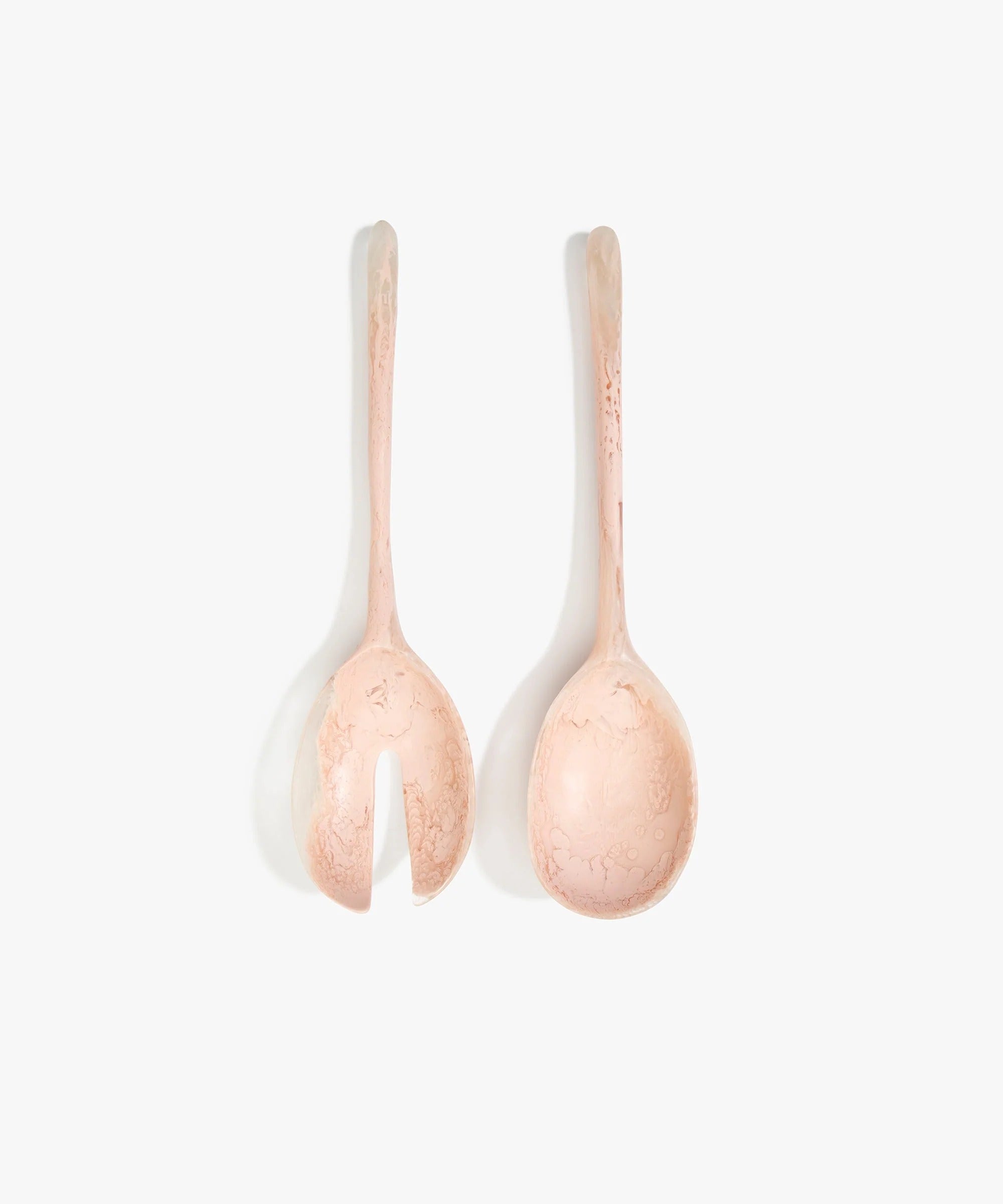 Resin Long Stone Salad Servers | Rose Swirl