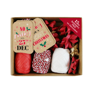 Christmas Gift Wrap Accessory Pack Kraft Tag & Ribbon 15pc