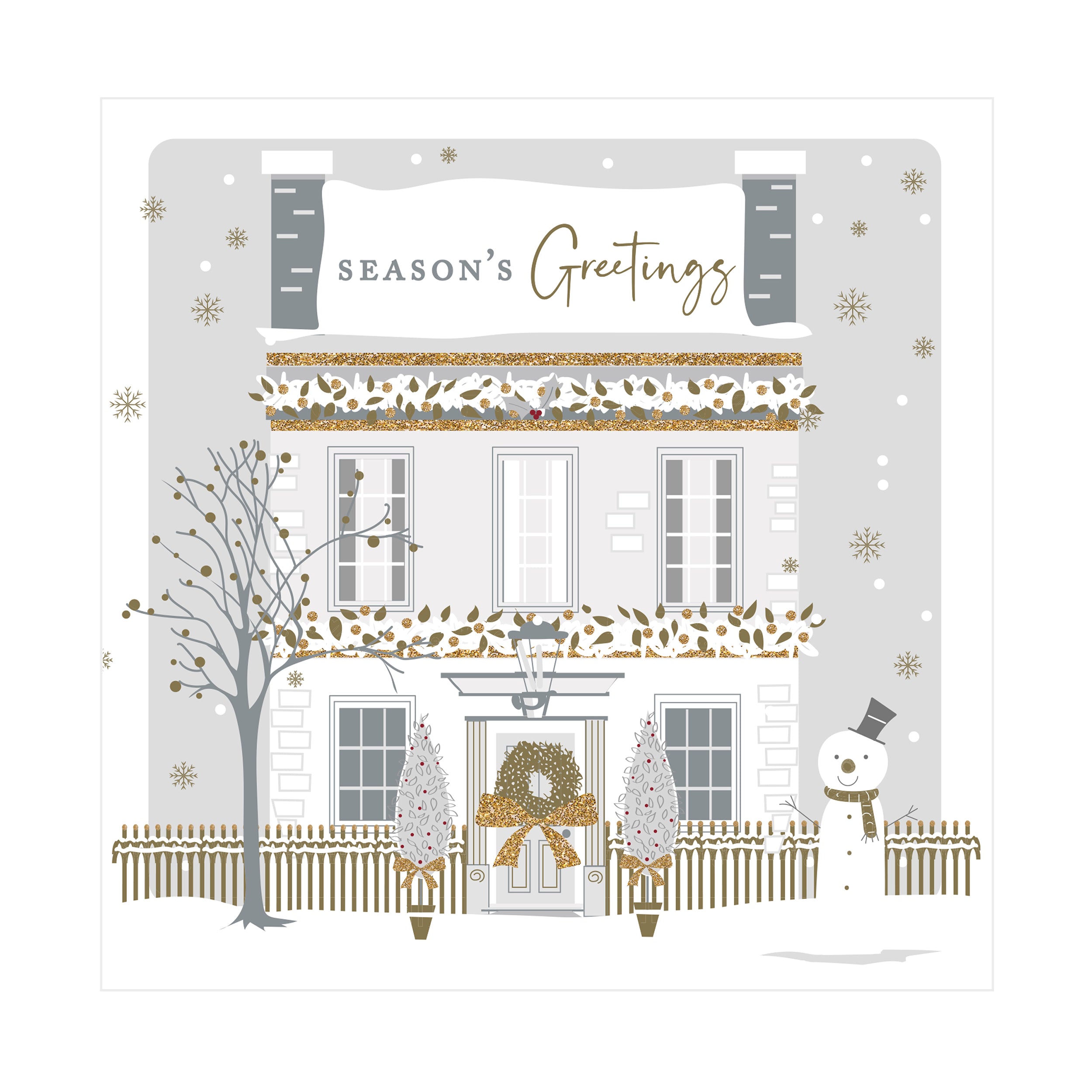 Christmas Card 12 Pack Silver Home