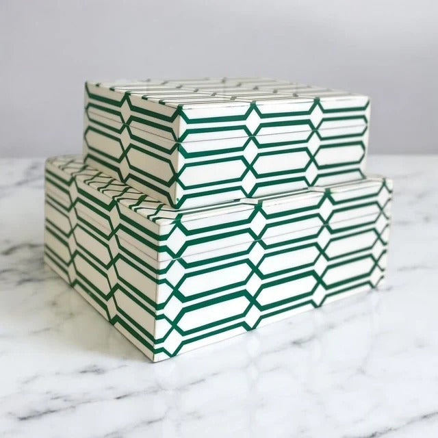 Moss Green Links Resin Decor Box | Large