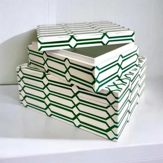 Moss Green Links Resin Decor Box | Small