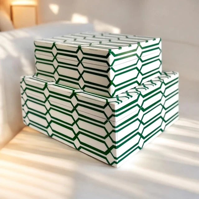 Moss Green Links Resin Decor Box | Small