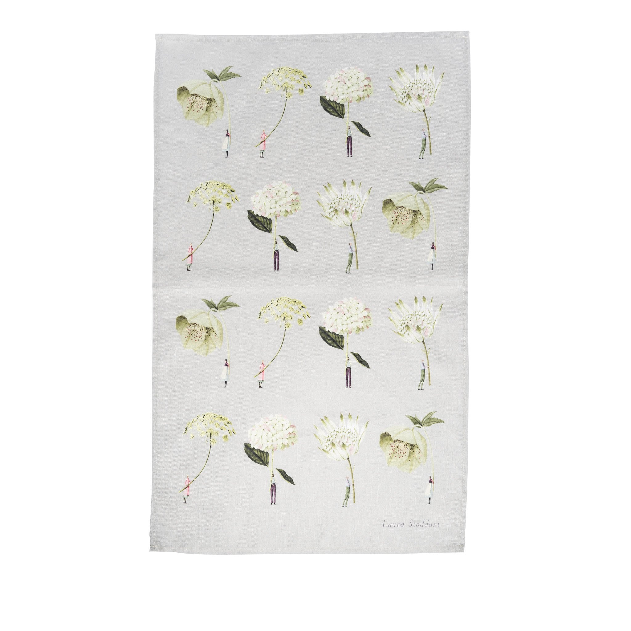 Green Flowers In Bloom Tea Towel | 48x78cm
