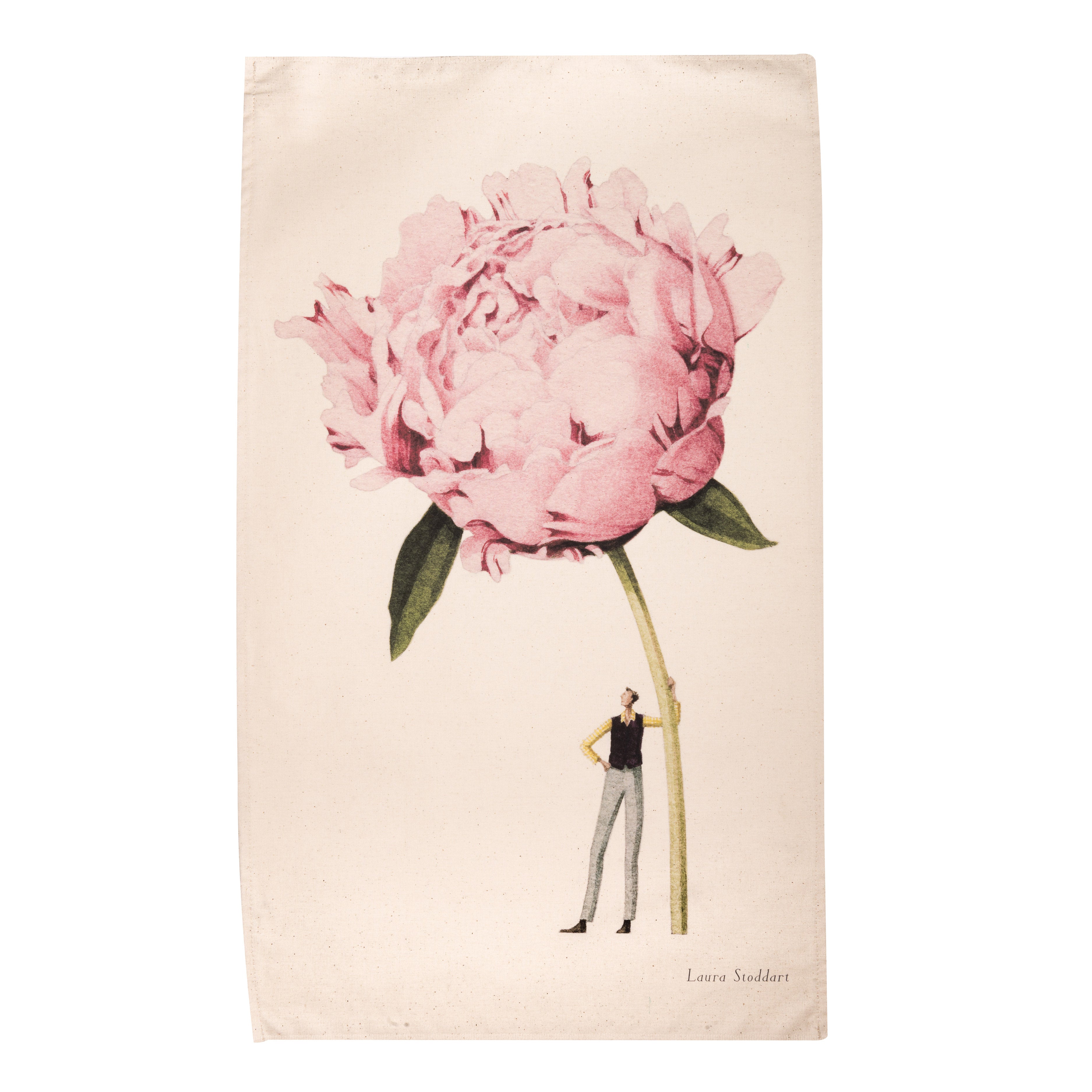 Laura Stoddart In Bloom Pink Peony Tea Towel