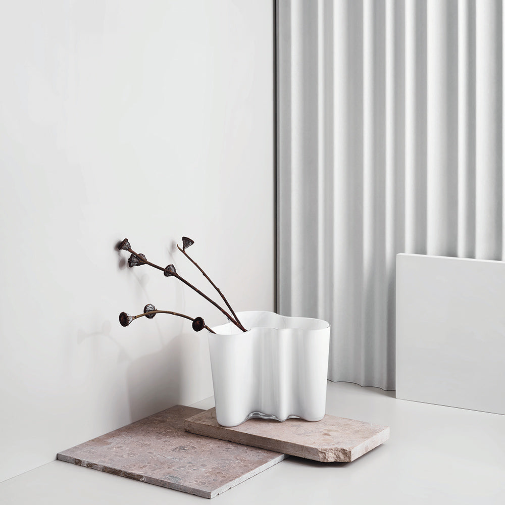 Aalto Hand Blown Glass Vase | Opal White | 16cm