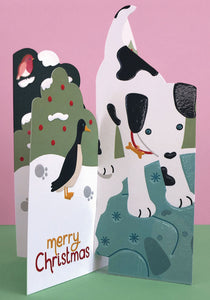 Christmas Animals 3D Fold Out Card | 13.3x18.4cm