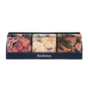 Sanderson Rose and Peony Square Canister Tins | Pack of 3 | 10.5x10.5x10.5 cm