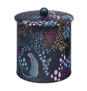 Sara Miller Midnight Leopard Biscuit Barrel Tin | 17x17x17.3 cm