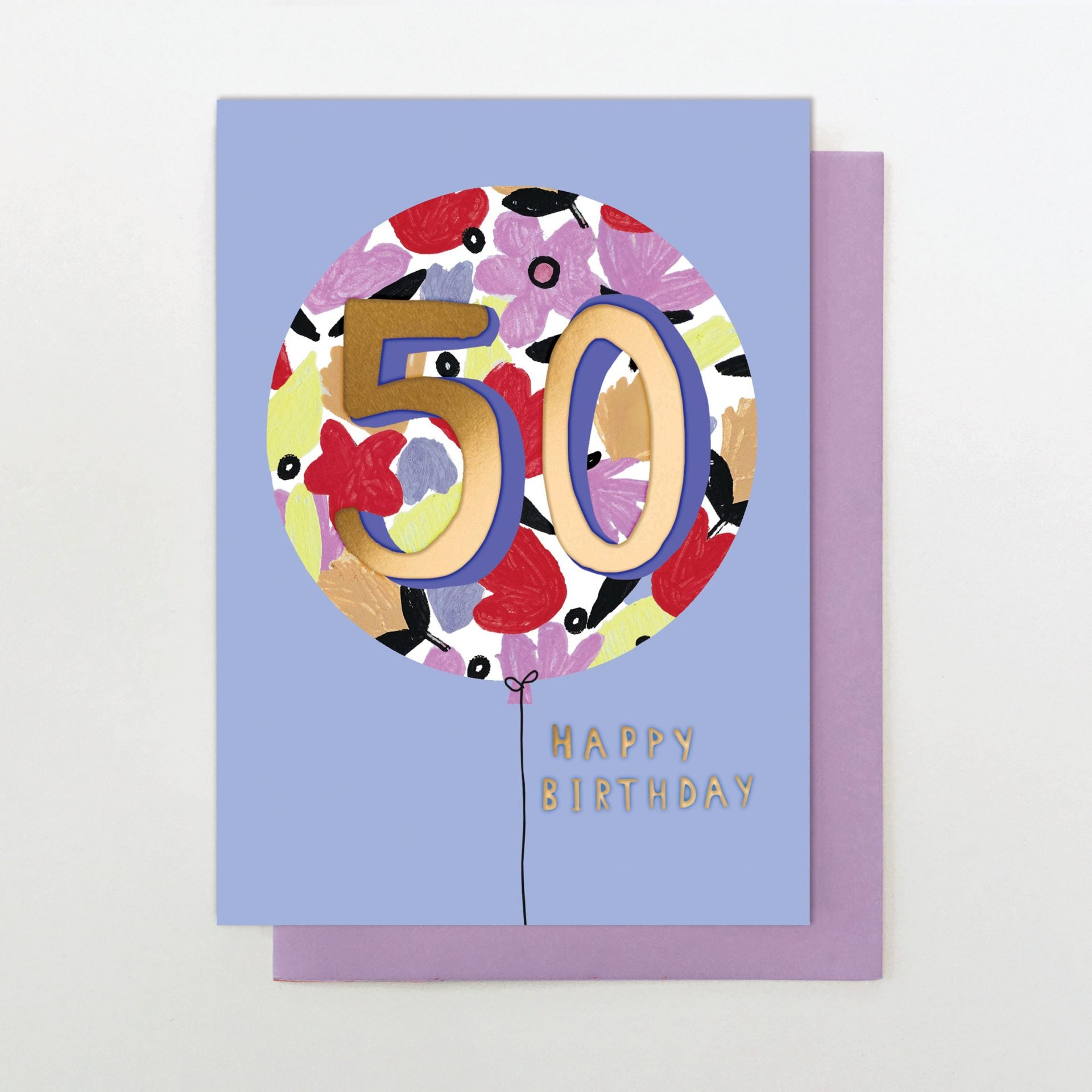 50th Birthday Balloon Card | 12x17cm