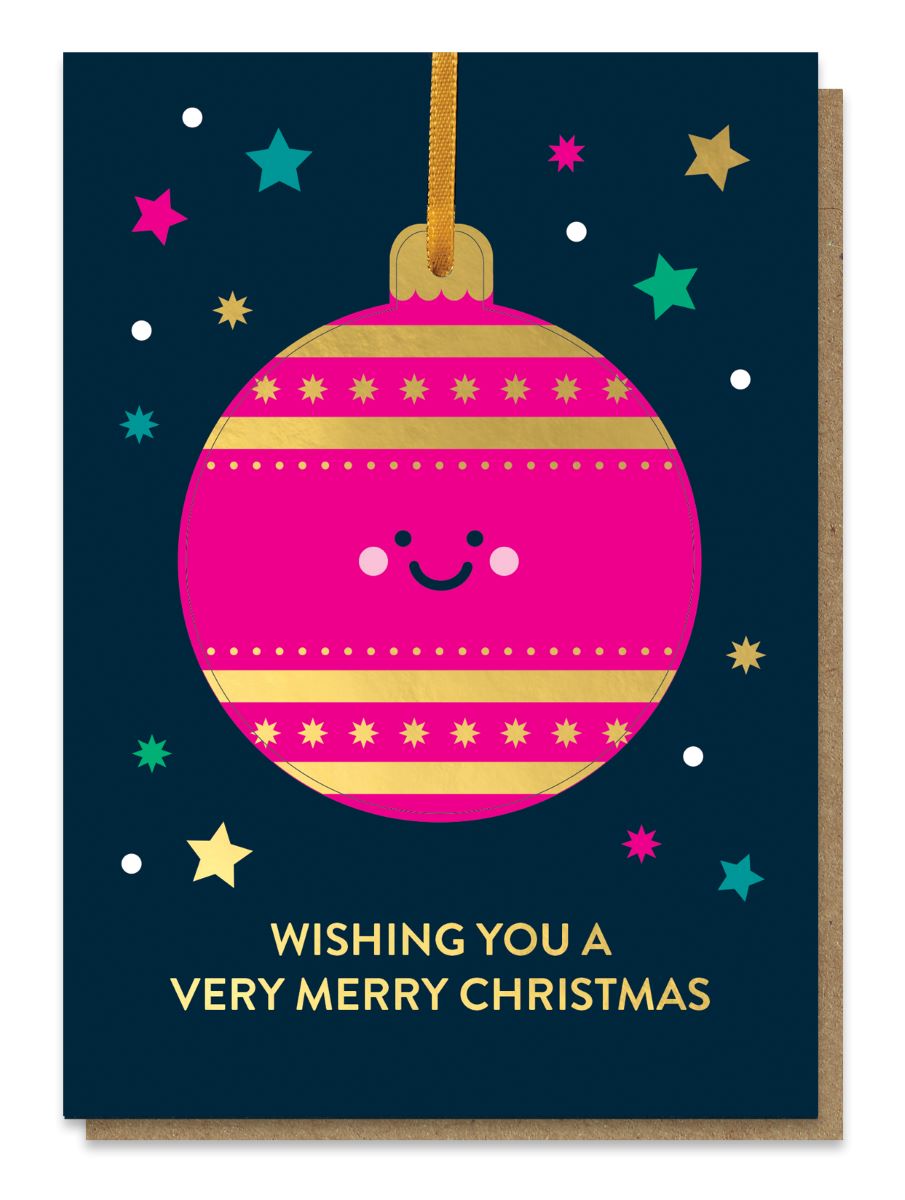 Pink Bauble Christmas Card