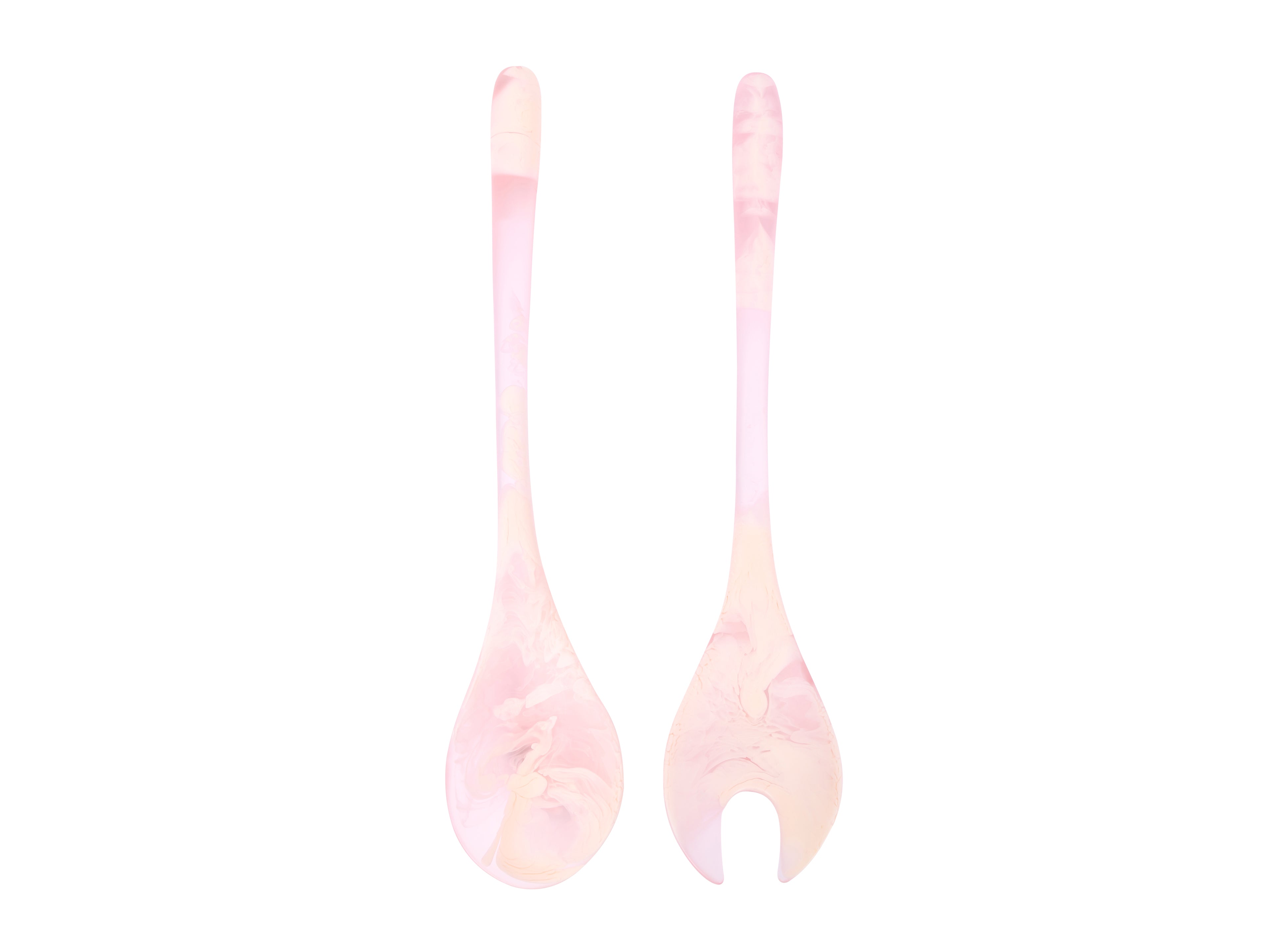 Resin Long Dew Salad Servers | Shell Pink