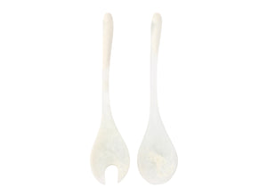 Resin Long Dew Salad Servers | Chalk Swirl