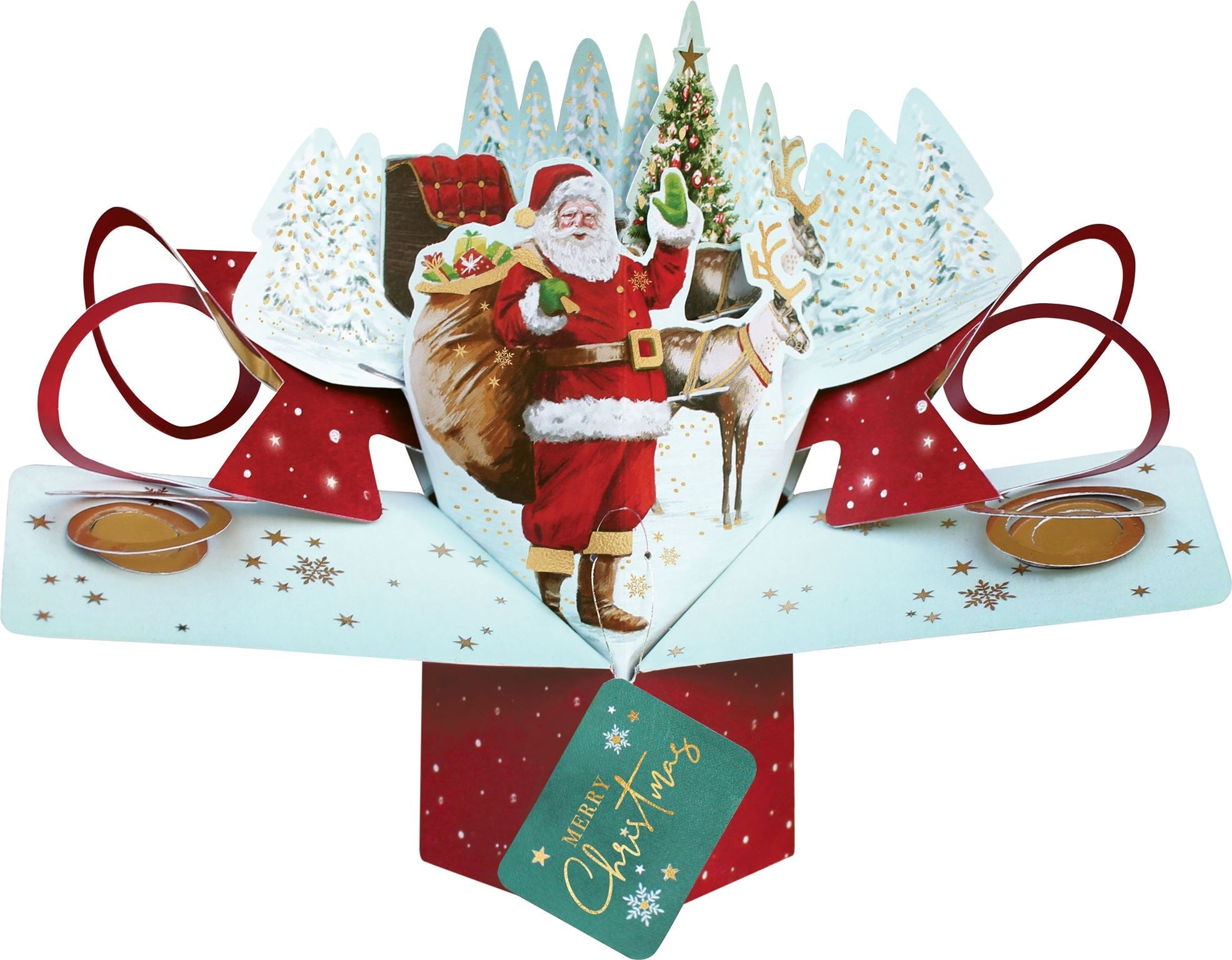 Father Christmas & Sleigh Pop Up 3D Christmas Card | 21x25cm